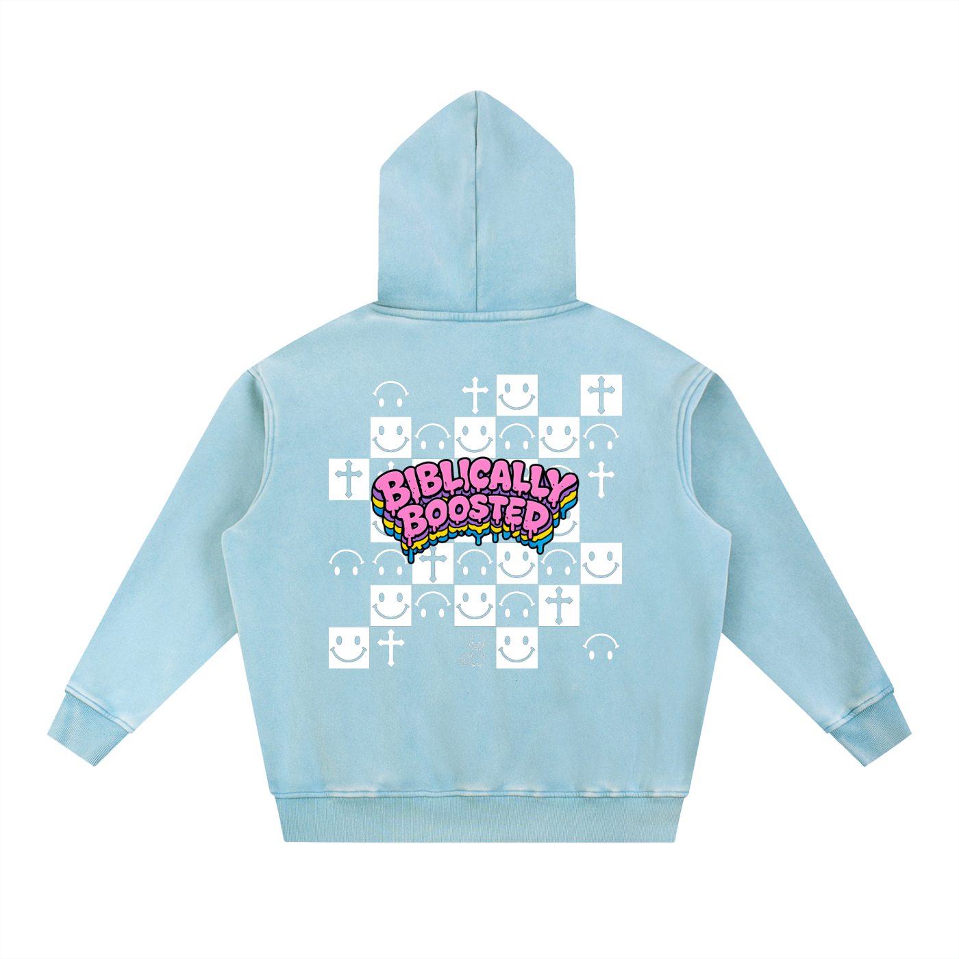 Biblically Boosted Snow Washed Checker Hoodie