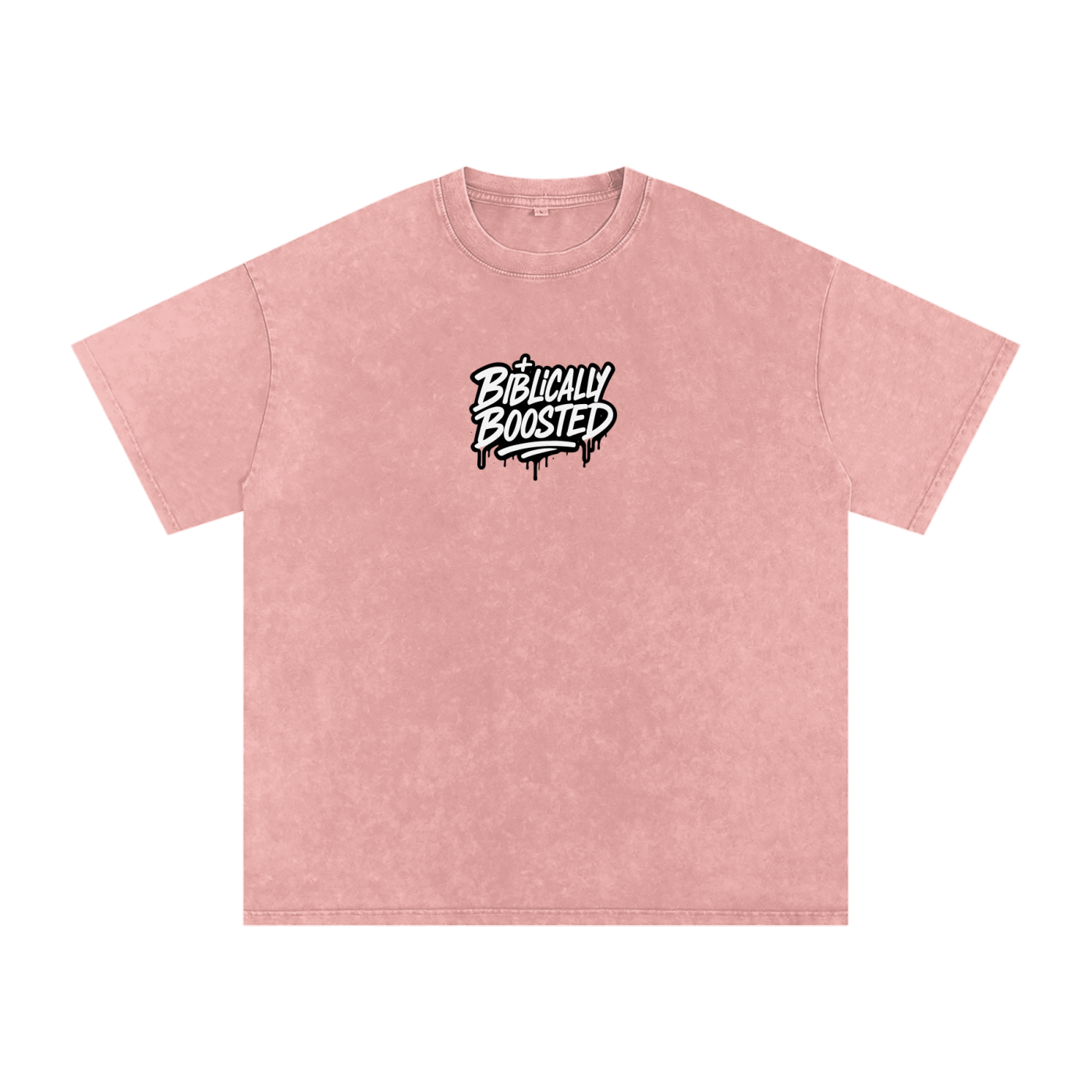 Biblically Boosted Drip logo Snow Washed T-Shirt