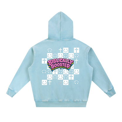 Biblically Boosted Snow Washed Checker Hoodie