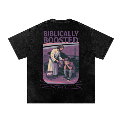 Biblically Boosted Mustang Lust Snow Washed T-shirt