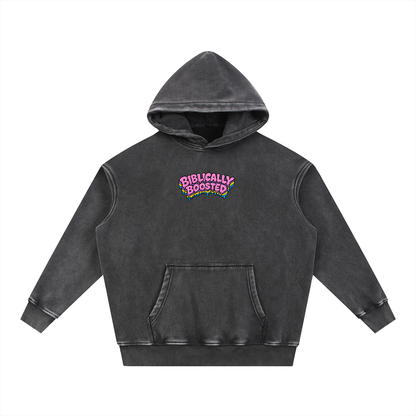 Biblically Boosted Snow Washed Checker Hoodie