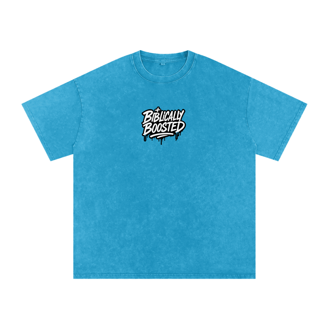 Biblically Boosted Drip logo Snow Washed T-Shirt