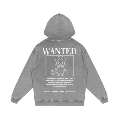 Biblically Boosted Wanted Snow Washed Hoodie
