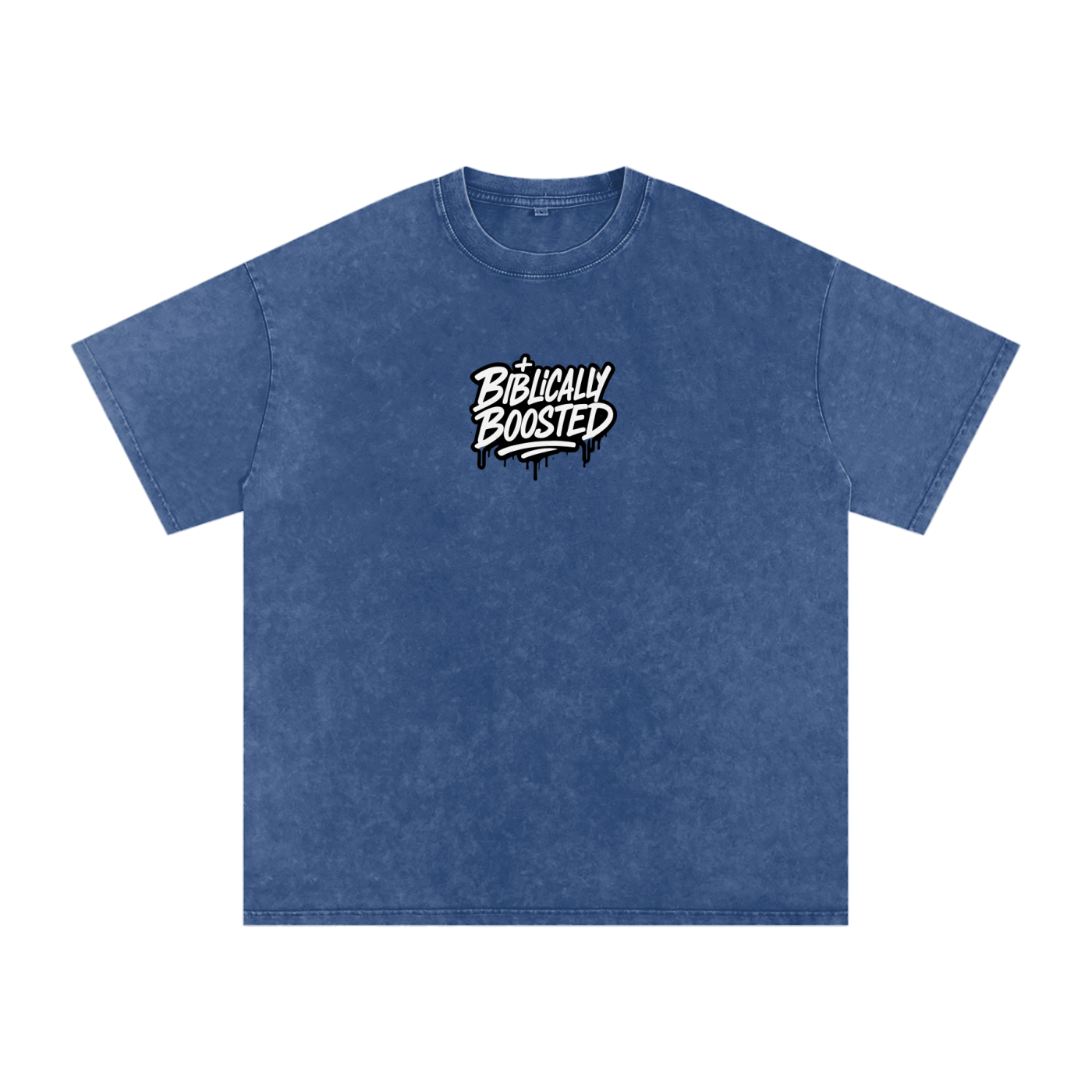 Biblically Boosted Drip logo Snow Washed T-Shirt