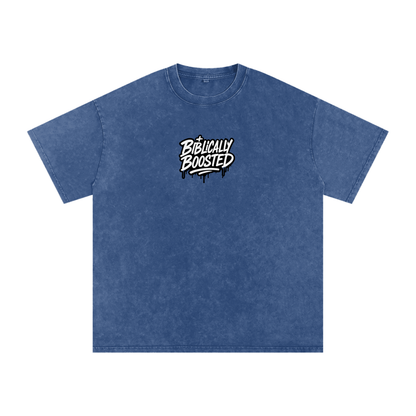 Biblically Boosted Drip logo Snow Washed T-Shirt
