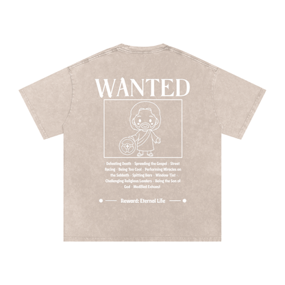 Biblically Boosted Wanted Snow Washed T-Shirt