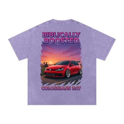 Biblically Boosted VW Golf Snow Washed T-shirt