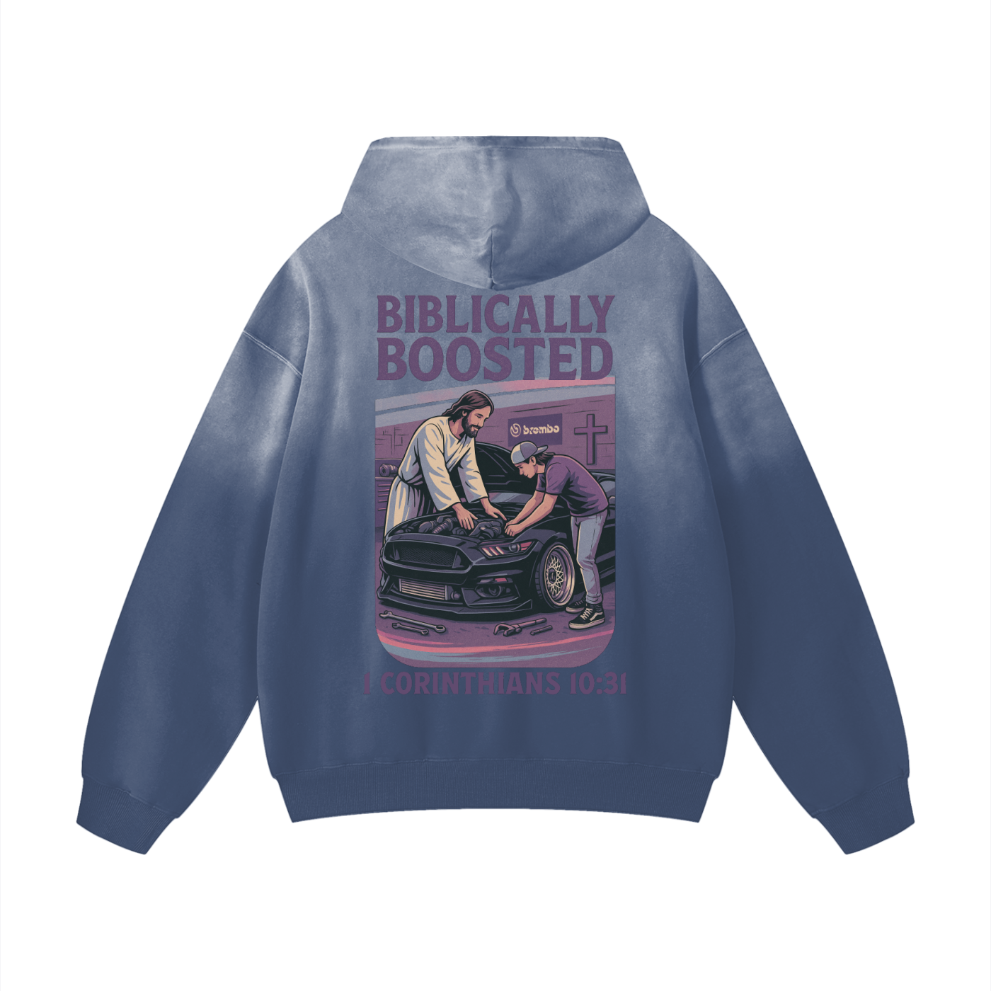 Biblically Boosted Mustang Sun Fade Hoodie