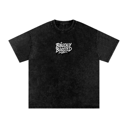 Biblically Boosted Drip logo Snow Washed T-Shirt