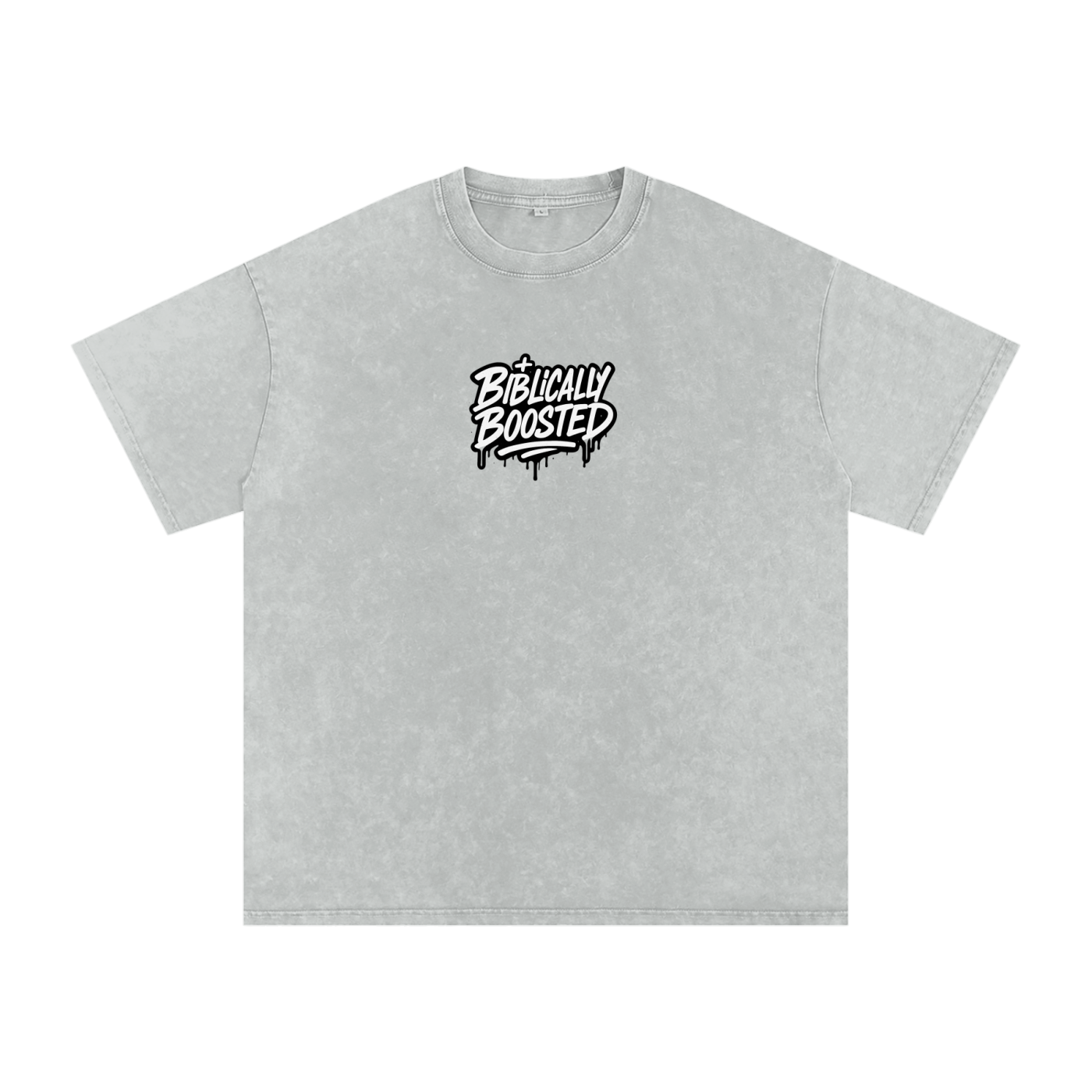 Biblically Boosted Drip logo Snow Washed T-Shirt