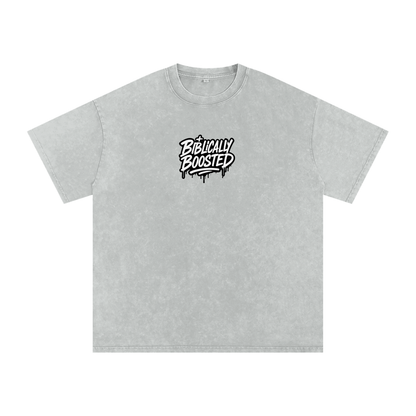 Biblically Boosted Drip logo Snow Washed T-Shirt