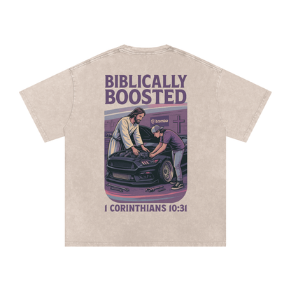 Biblically Boosted Mustang Snow Washed T-Shirt