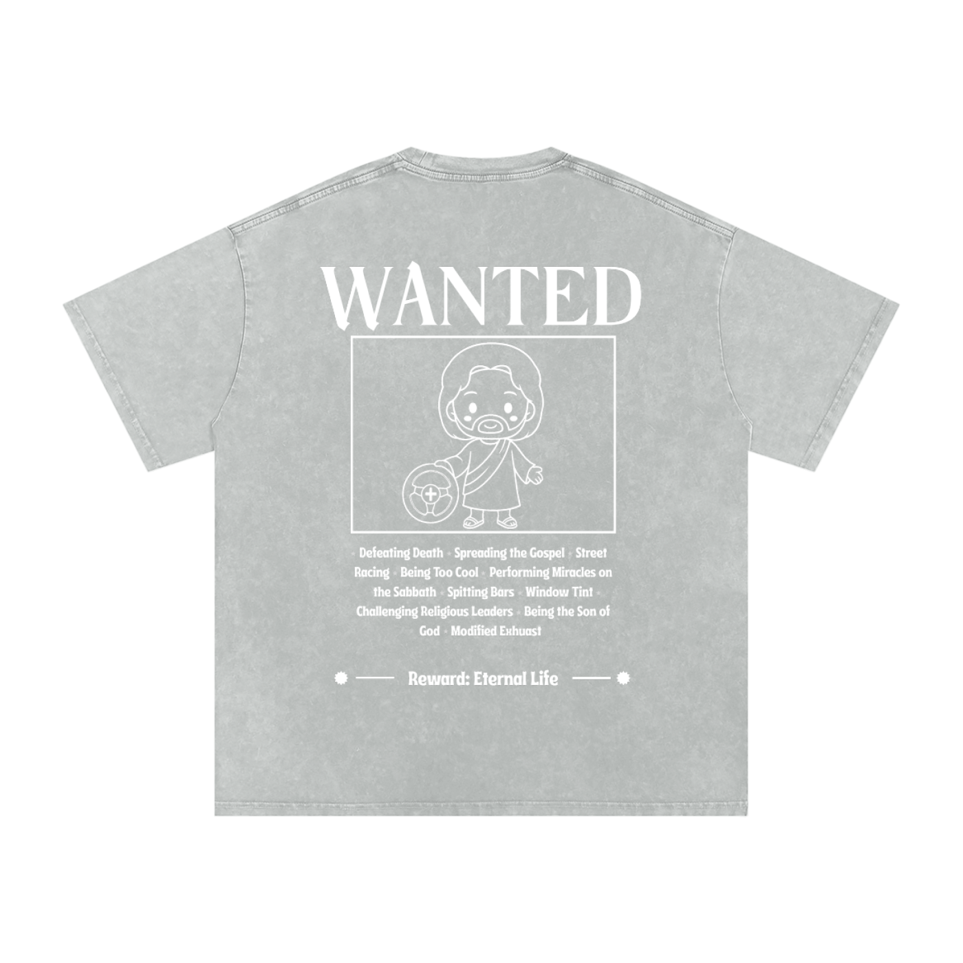 Biblically Boosted Wanted Snow Washed T-Shirt