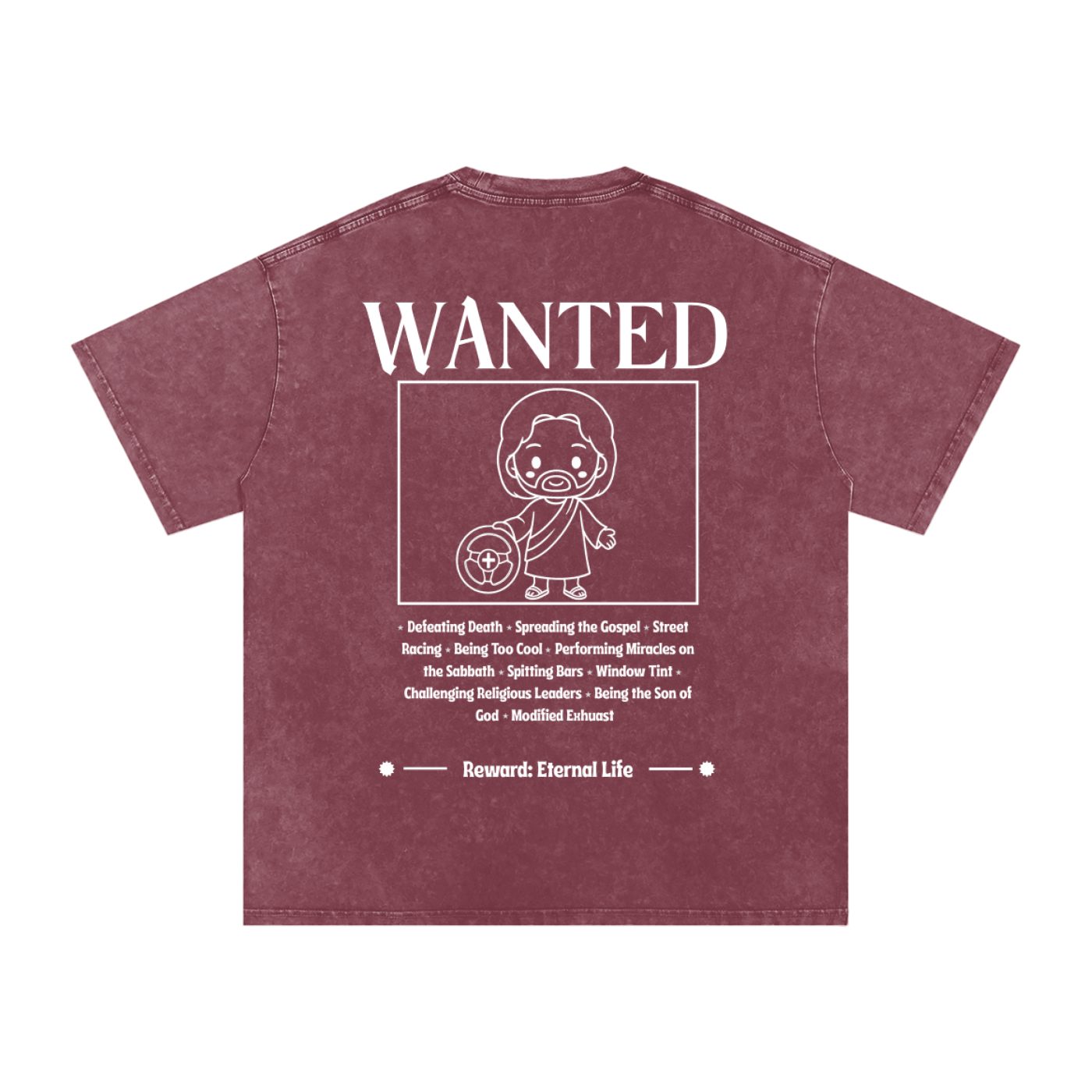 Biblically Boosted Wanted Snow Washed T-Shirt