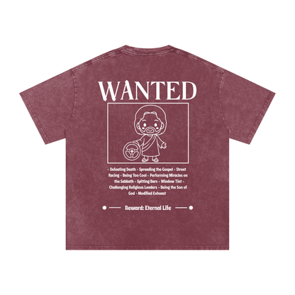 Biblically Boosted Wanted Snow Washed T-Shirt