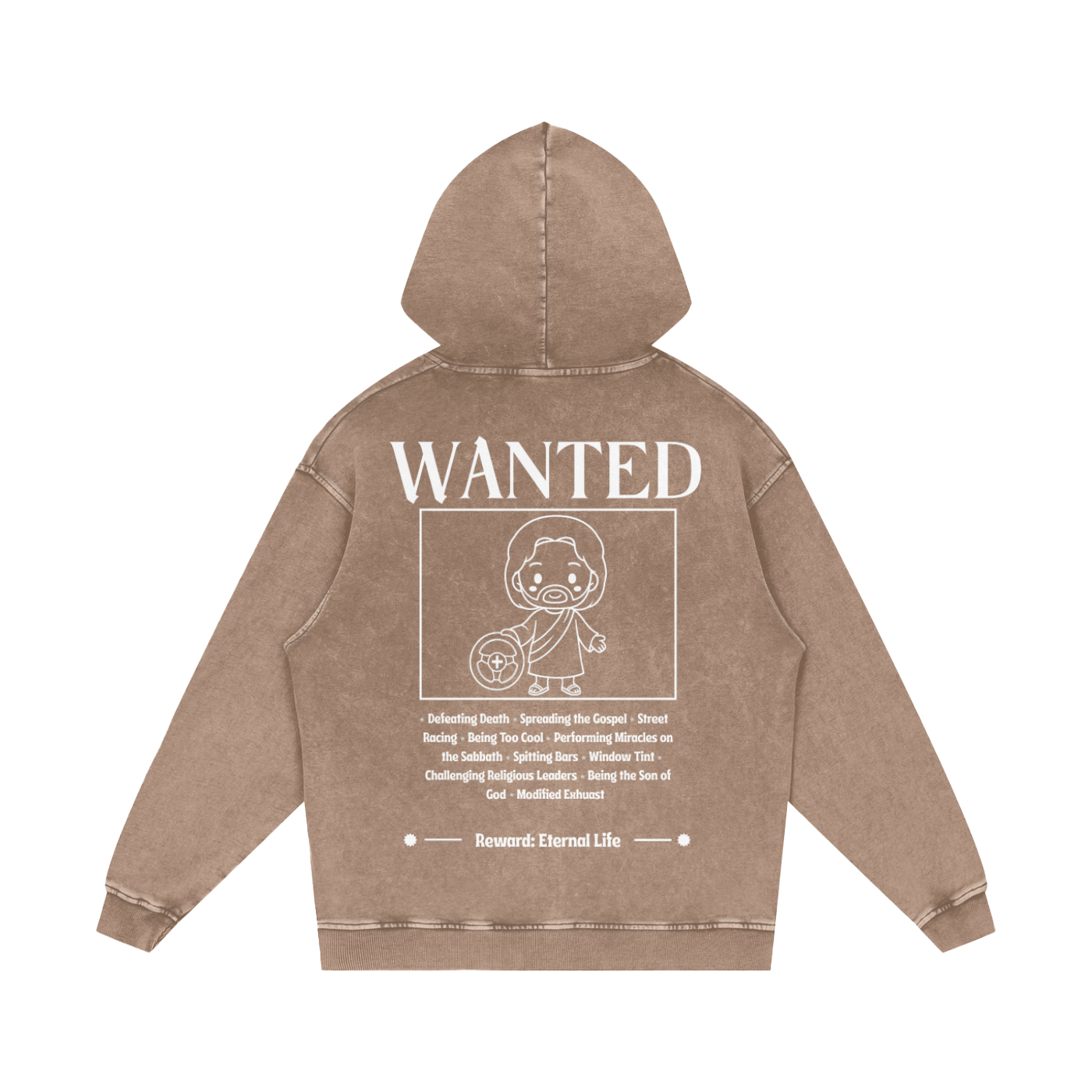 Biblically Boosted Wanted Snow Washed Hoodie