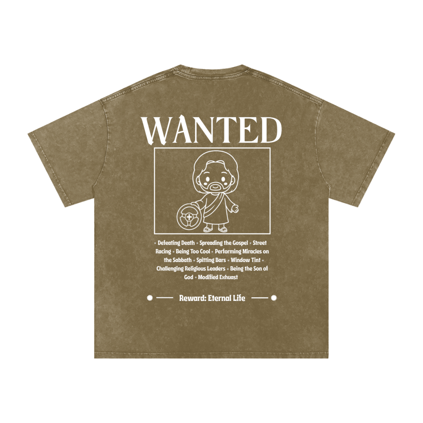 Biblically Boosted Wanted Snow Washed T-Shirt