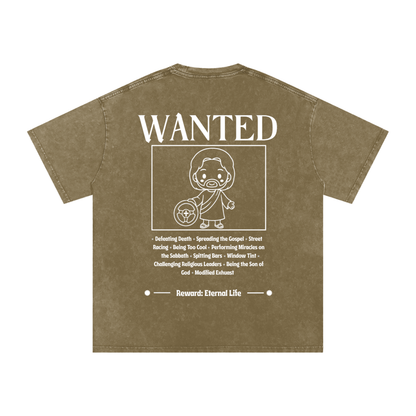 Biblically Boosted Wanted Snow Washed T-Shirt