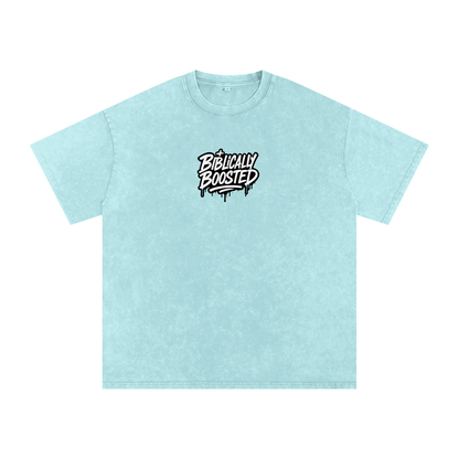 Biblically Boosted Drip logo Snow Washed T-Shirt