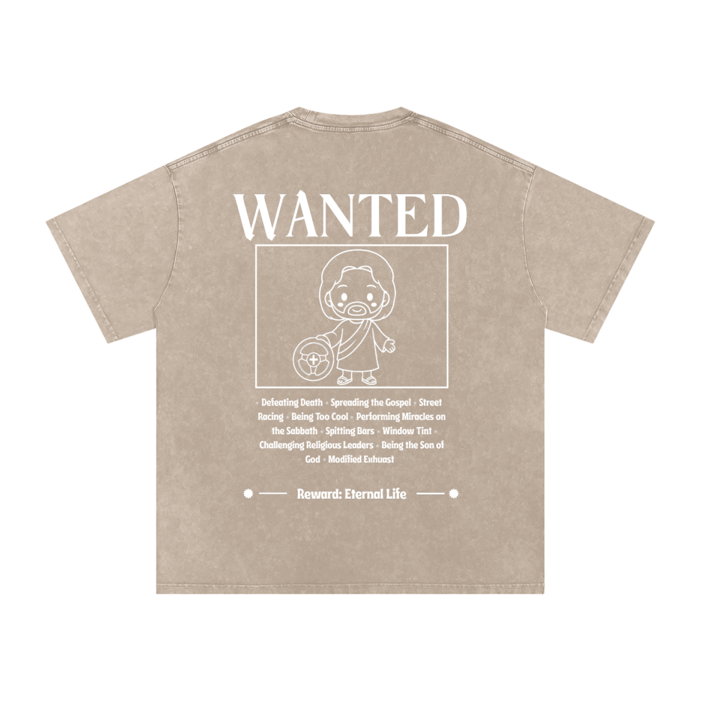 Biblically Boosted Wanted Snow Washed T-Shirt
