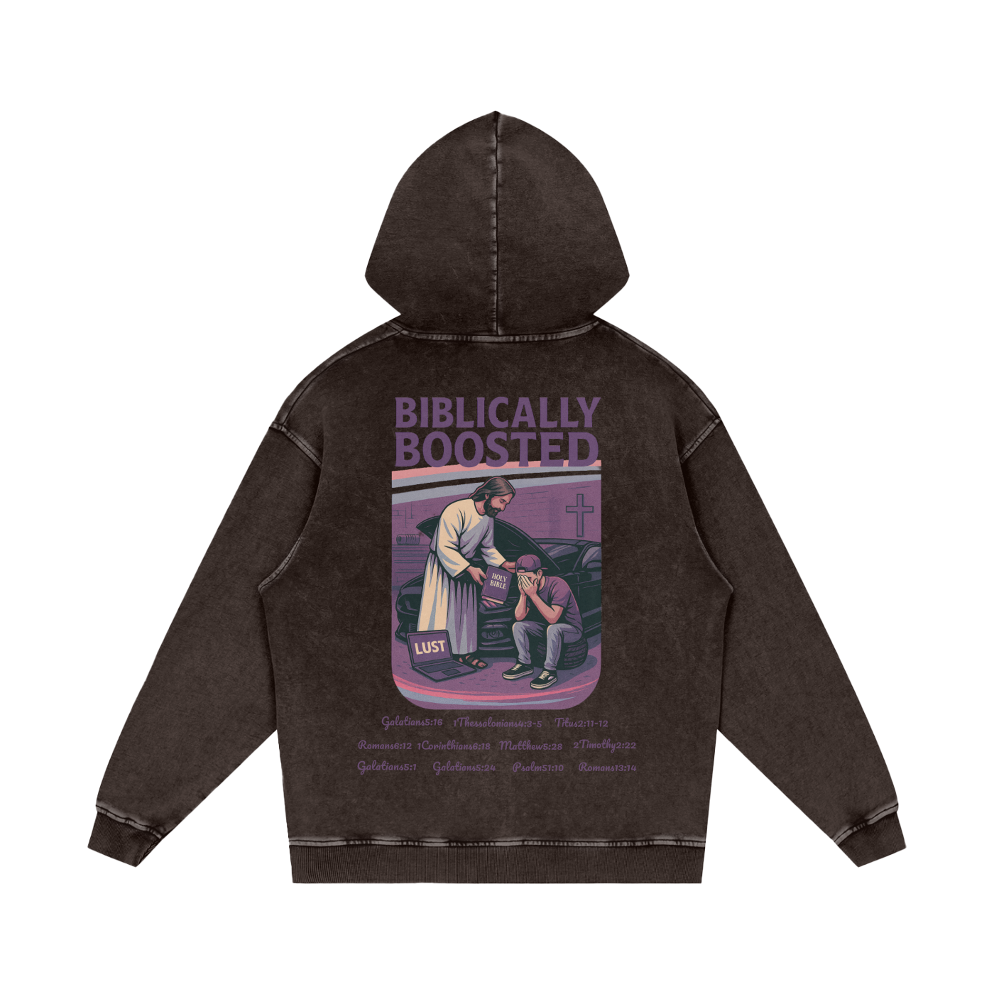 Biblically Boosted Mustang Lust Snow Washed Hoodie