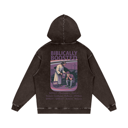 Biblically Boosted Mustang Lust Snow Washed Hoodie