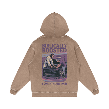 Biblically Boosted Mustang Snow Washed Hoodie