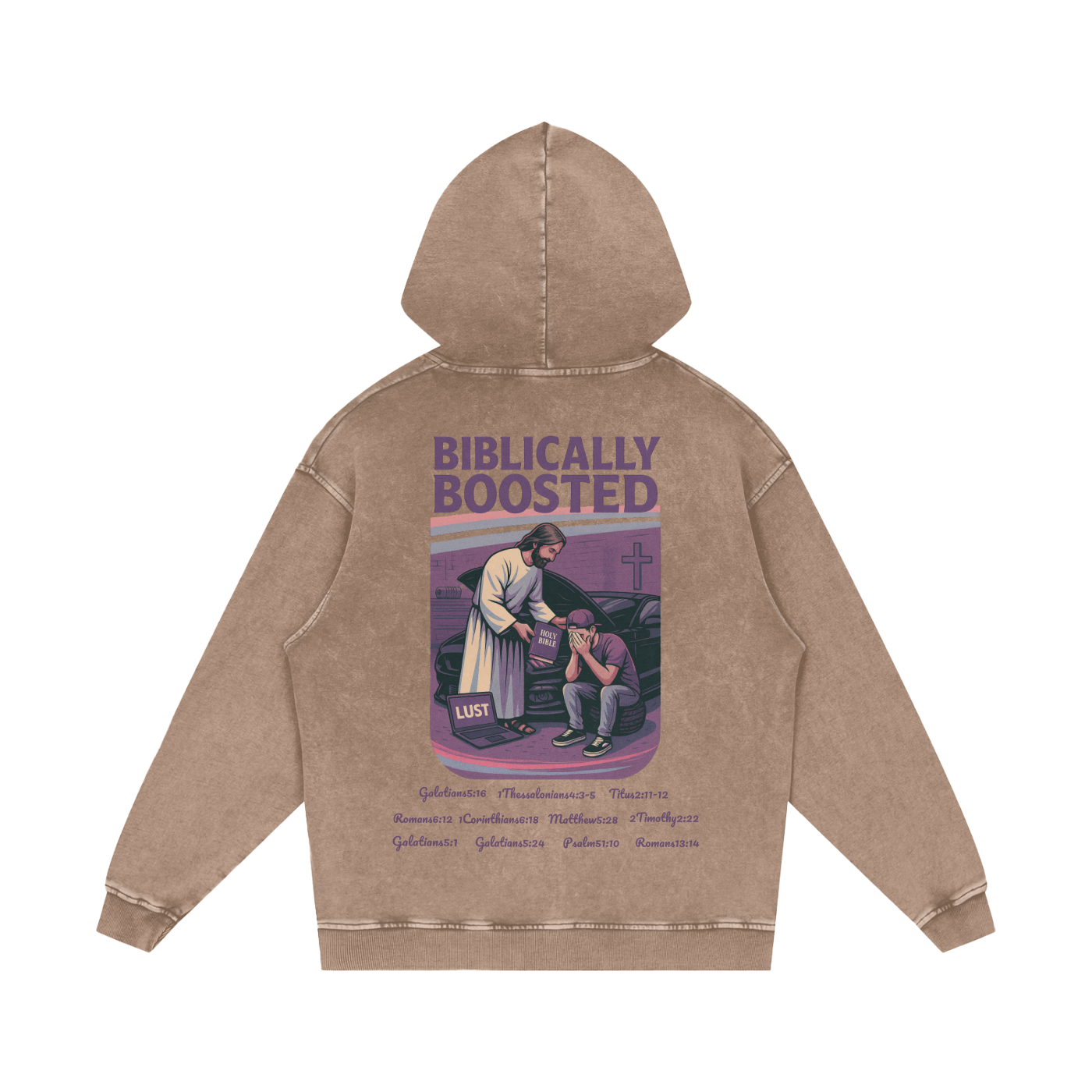 Biblically Boosted Mustang Lust Snow Washed Hoodie
