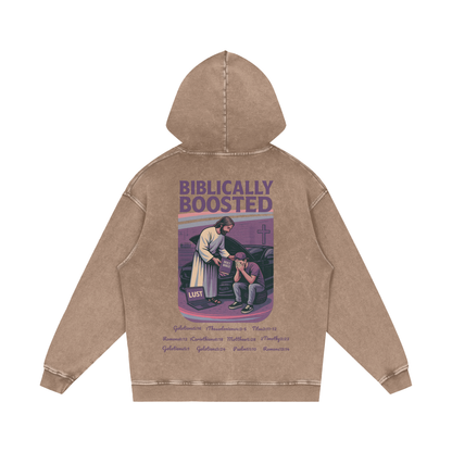 Biblically Boosted Mustang Lust Snow Washed Hoodie