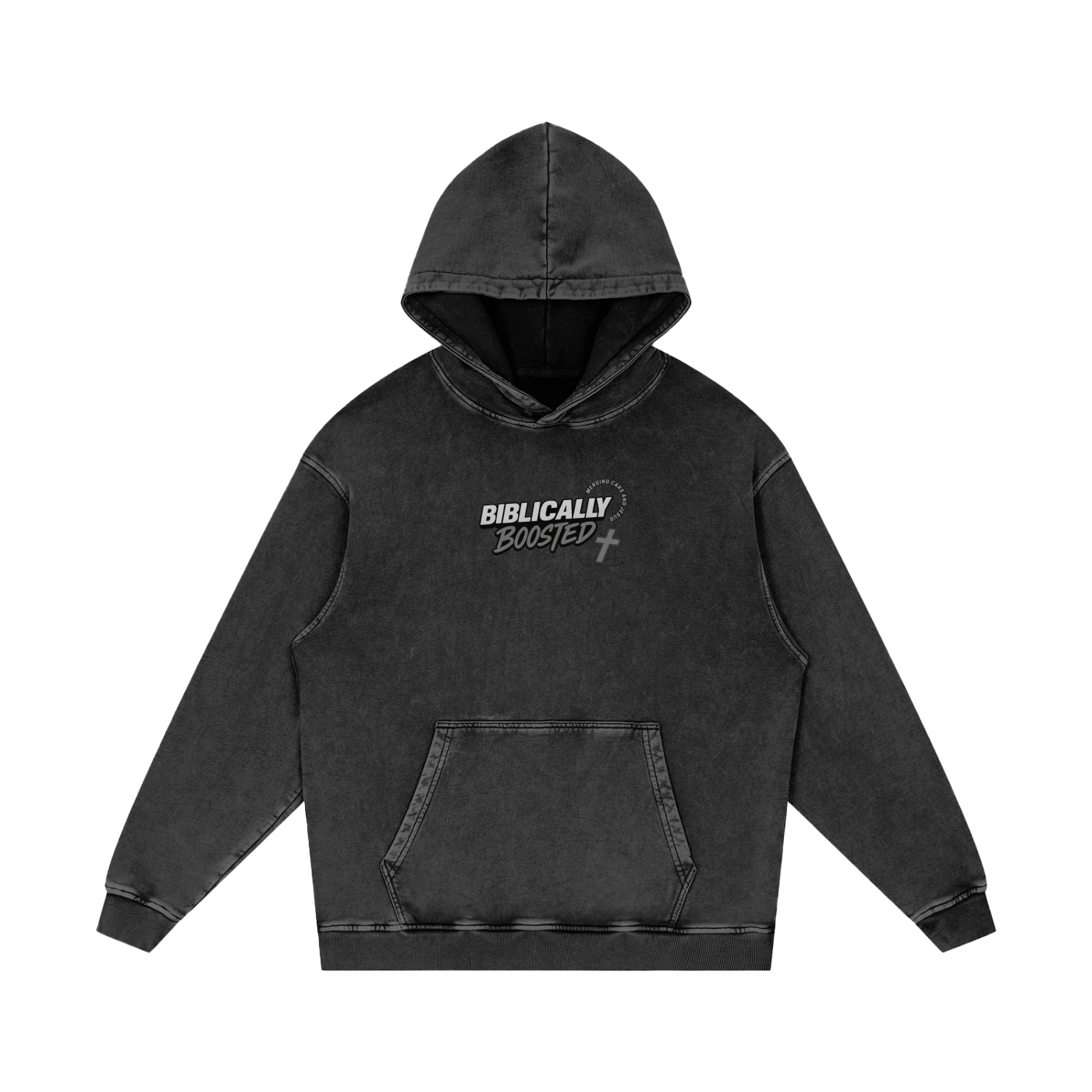 Biblically Boosted Mustang Snow Washed Hoodie