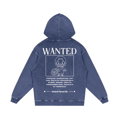 Biblically Boosted Wanted Snow Washed Hoodie