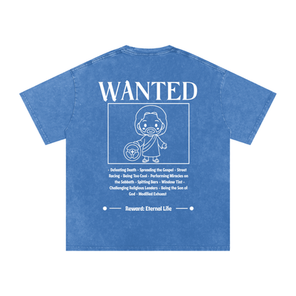 Biblically Boosted Wanted Snow Washed T-Shirt