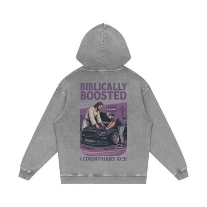Biblically Boosted Mustang Snow Washed Hoodie