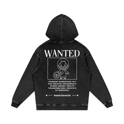 Biblically Boosted Wanted Snow Washed Hoodie