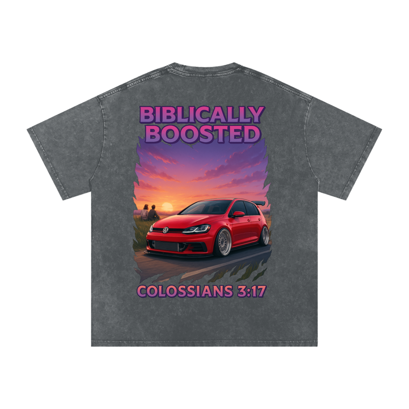 Biblically Boosted VW Golf Snow Washed T-shirt