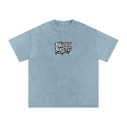 Biblically Boosted Drip logo Snow Washed T-Shirt