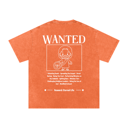 Biblically Boosted Wanted Snow Washed T-Shirt