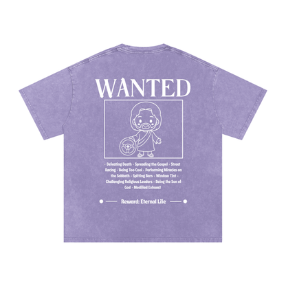 Biblically Boosted Wanted Snow Washed T-Shirt