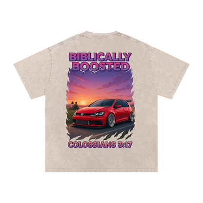 Biblically Boosted VW Golf Snow Washed T-shirt