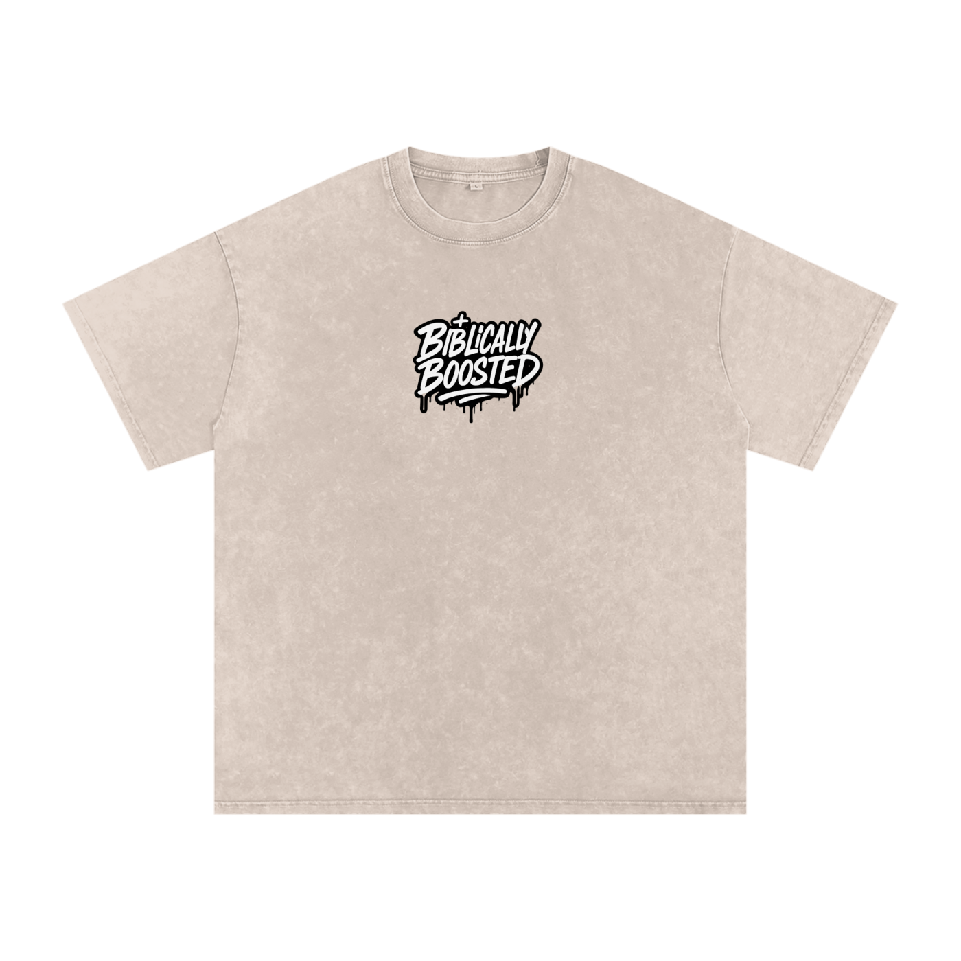 Biblically Boosted Drip logo Snow Washed T-Shirt