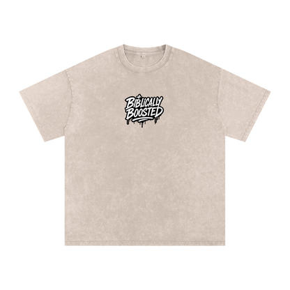 Biblically Boosted Drip logo Snow Washed T-Shirt