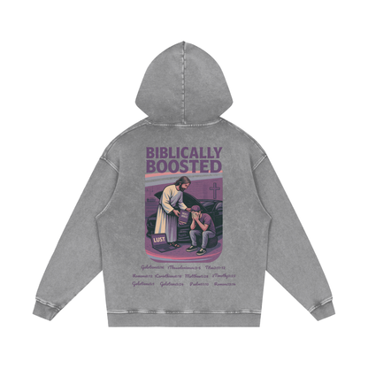 Biblically Boosted Mustang Lust Snow Washed Hoodie