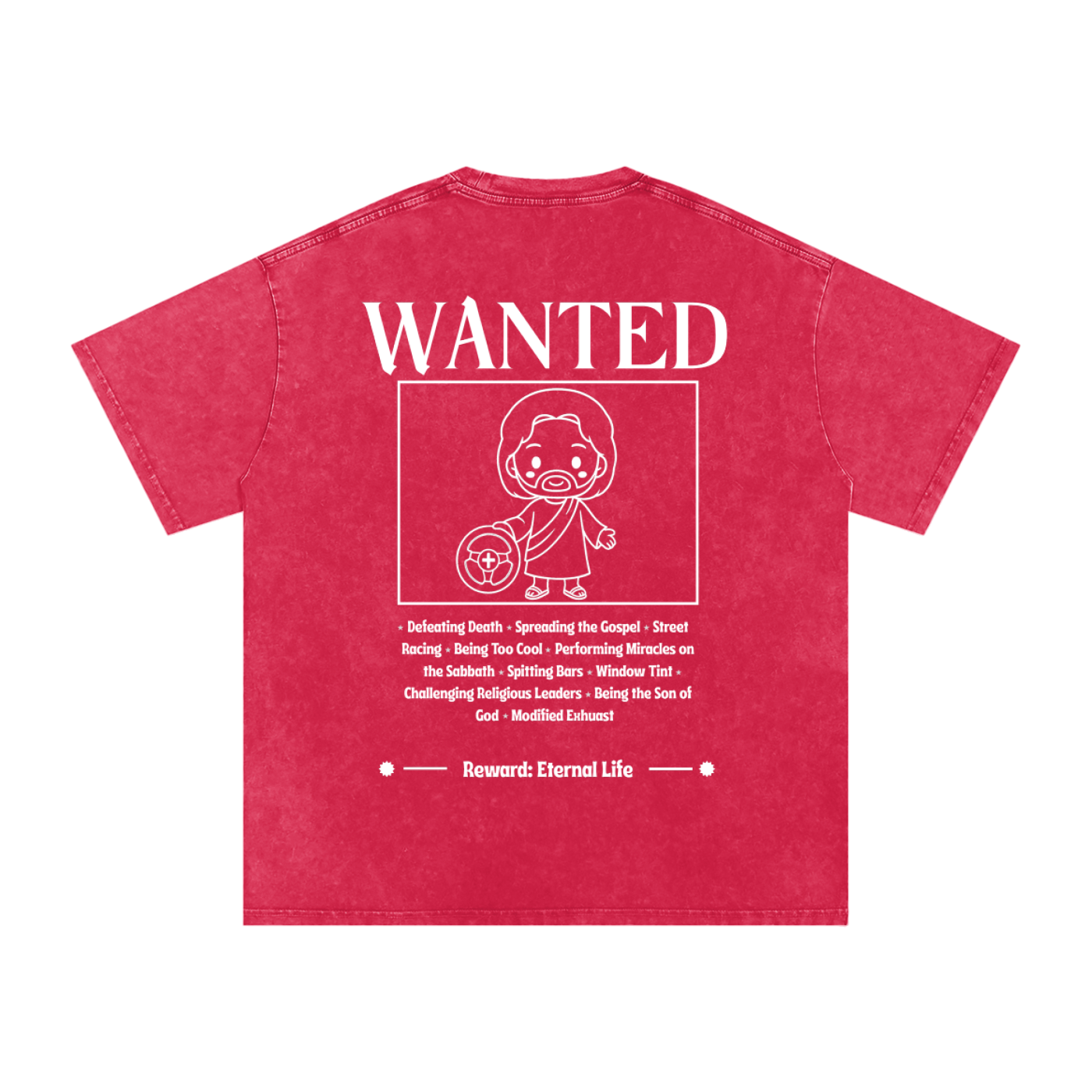 Biblically Boosted Wanted Snow Washed T-Shirt