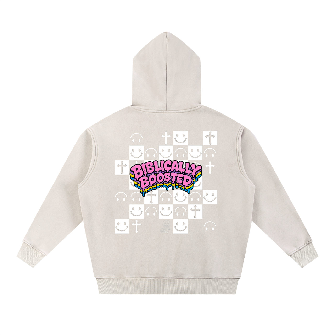 Biblically Boosted Snow Washed Checker Hoodie