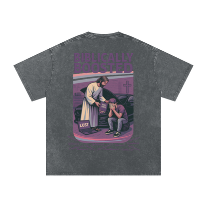 Biblically Boosted Mustang Lust Snow Washed T-shirt