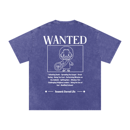 Biblically Boosted Wanted Snow Washed T-Shirt