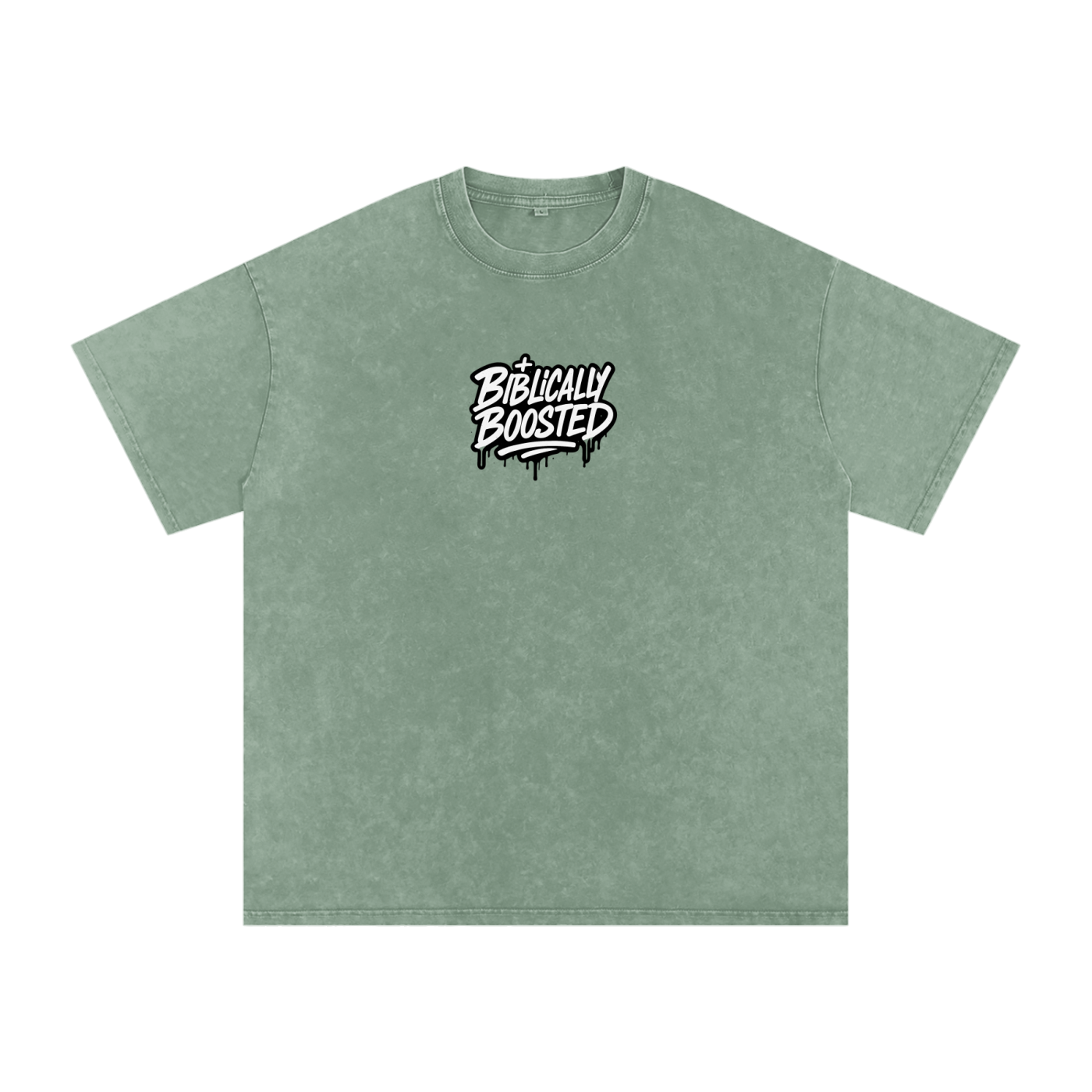 Biblically Boosted Drip logo Snow Washed T-Shirt