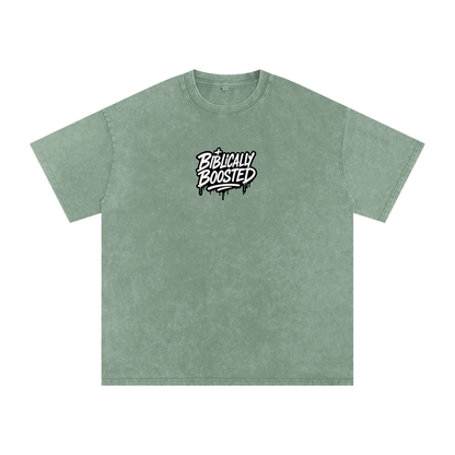 Biblically Boosted Drip logo Snow Washed T-Shirt
