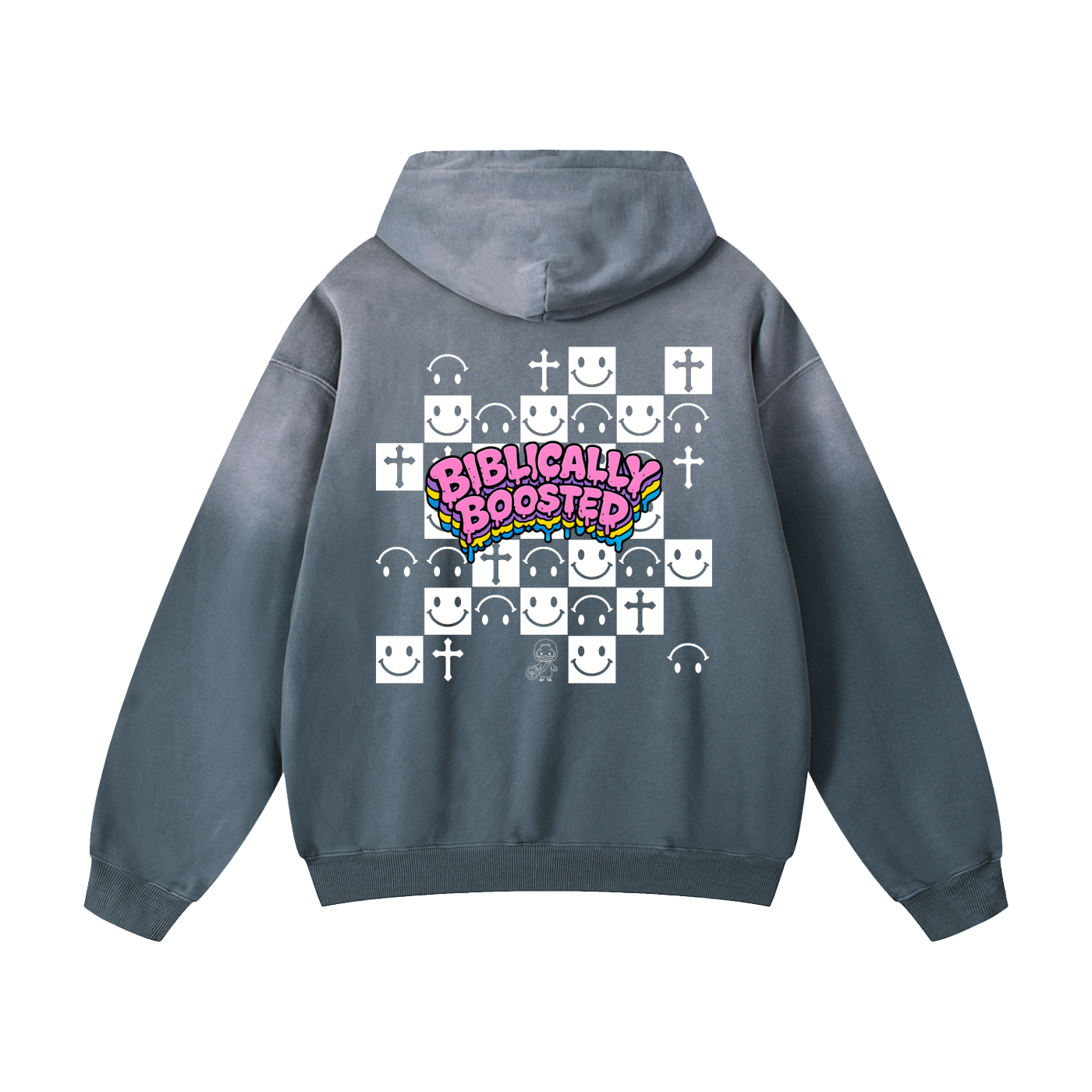 Biblically Boosted Sun Fade Checker Hoodie