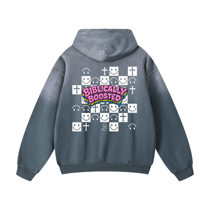 Biblically Boosted Sun Fade Checker Hoodie